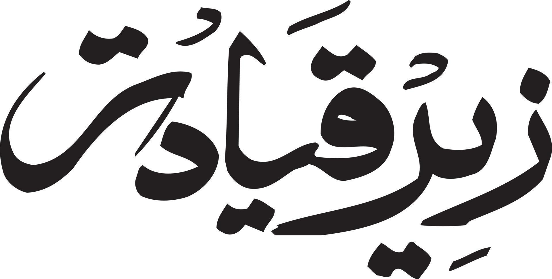 Zeer Qeadat  islamic urdu arabic calligraphy Free Vector