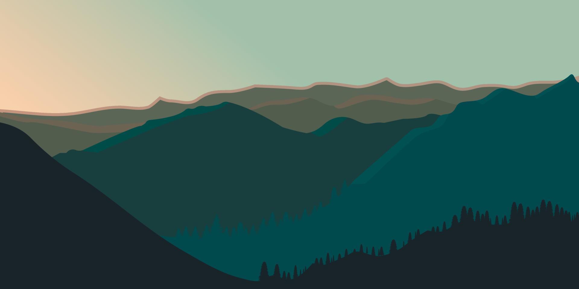 Green mountains background vector