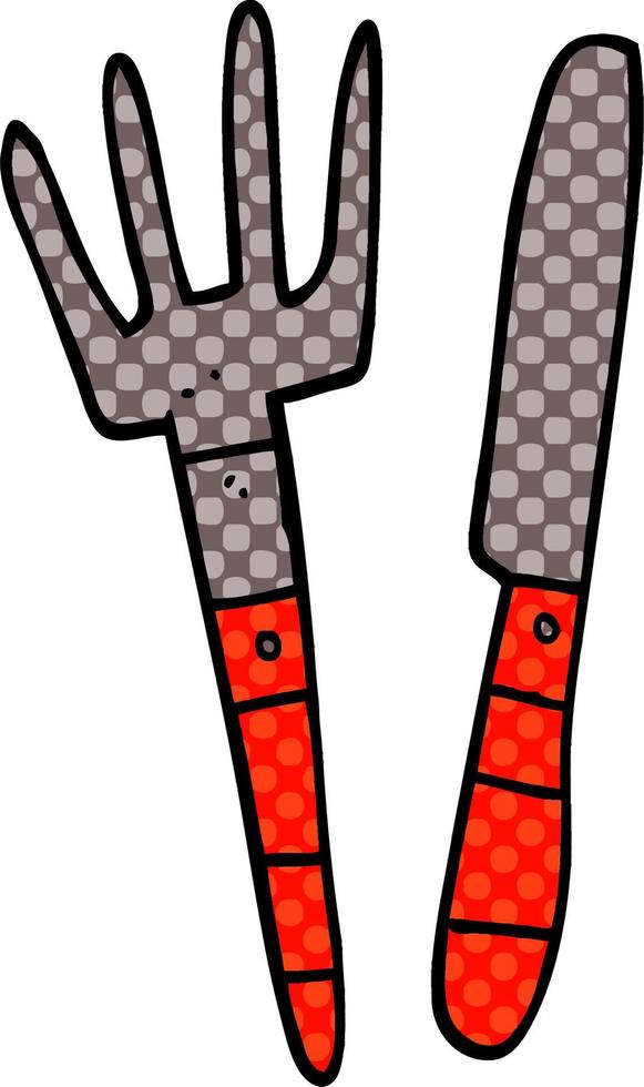 cartoon doodle knife and fork vector