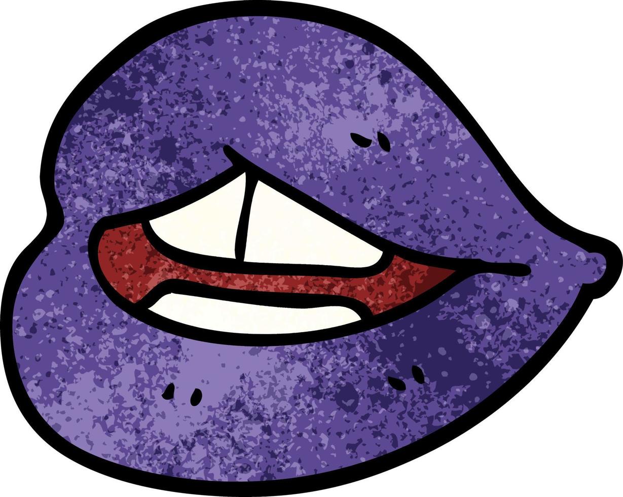 cartoon doodle purple lips vector