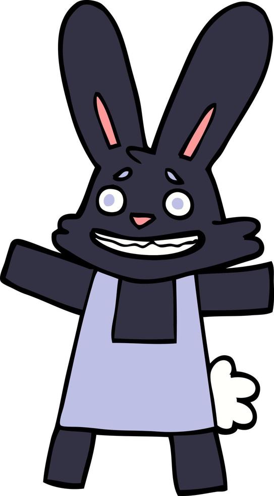 cartoon doodle of a smiling rabbit vector