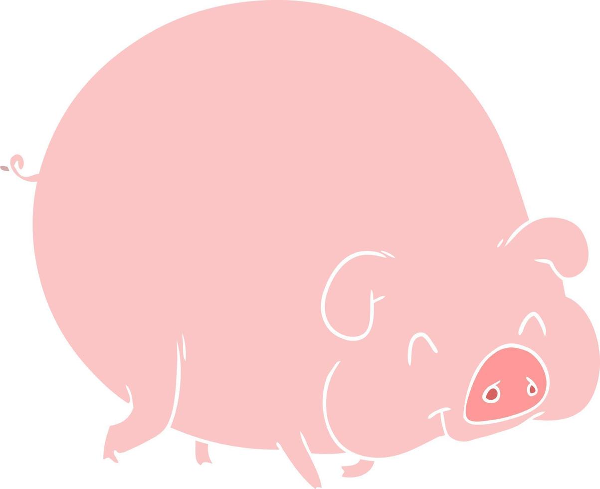 flat color style cartoon pig vector