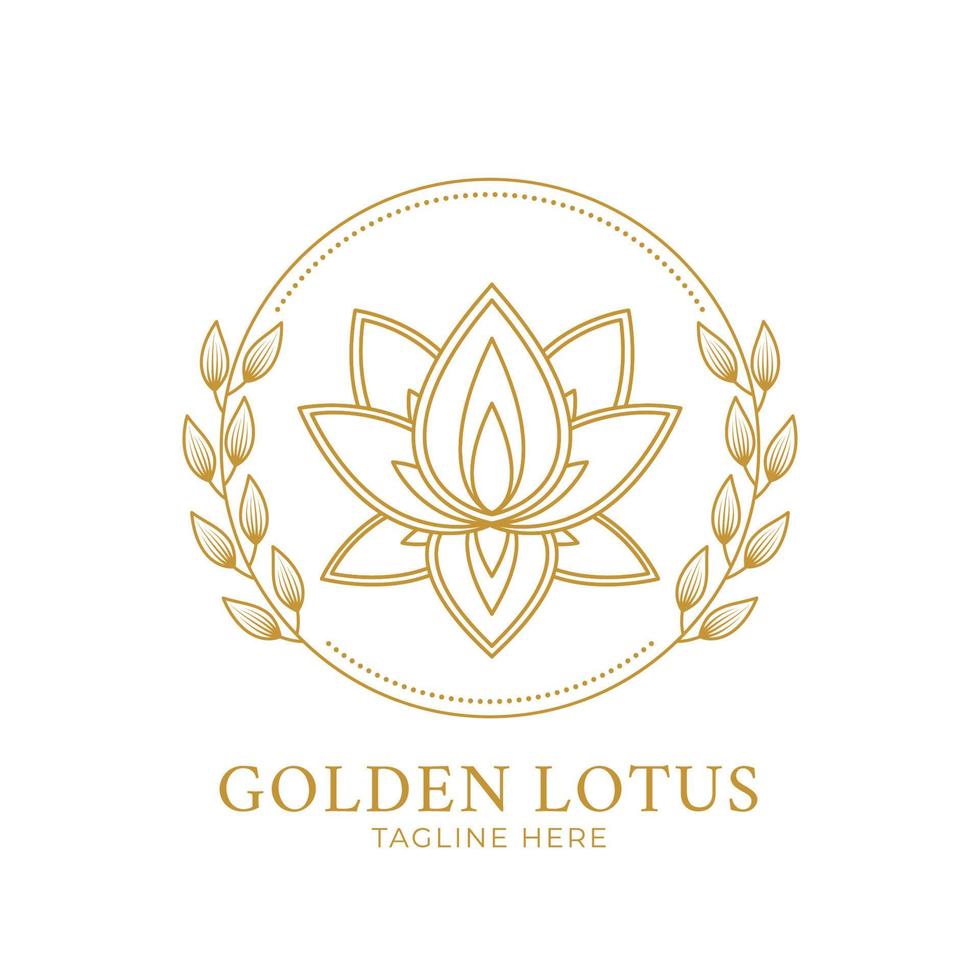 golden lotus logo design for tattoo corporate or company vector