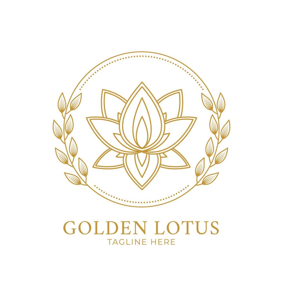 golden lotus logo design for tattoo corporate or company vector