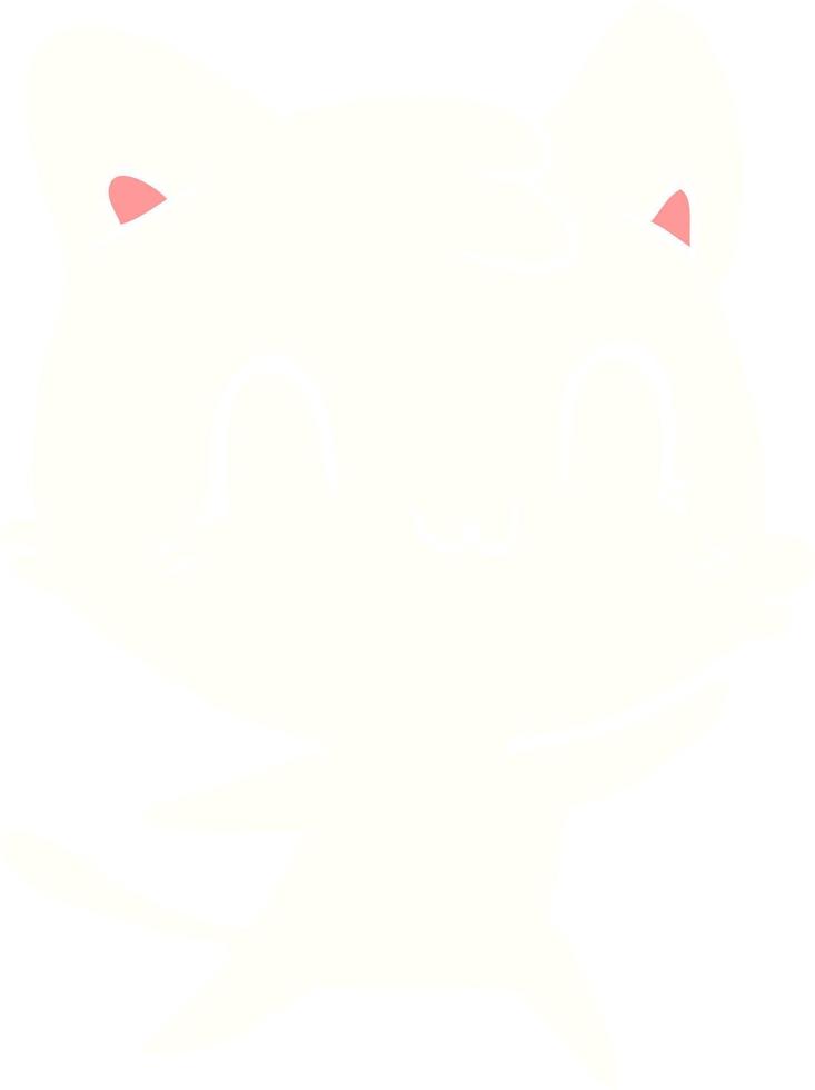 flat color style cartoon happy cat vector