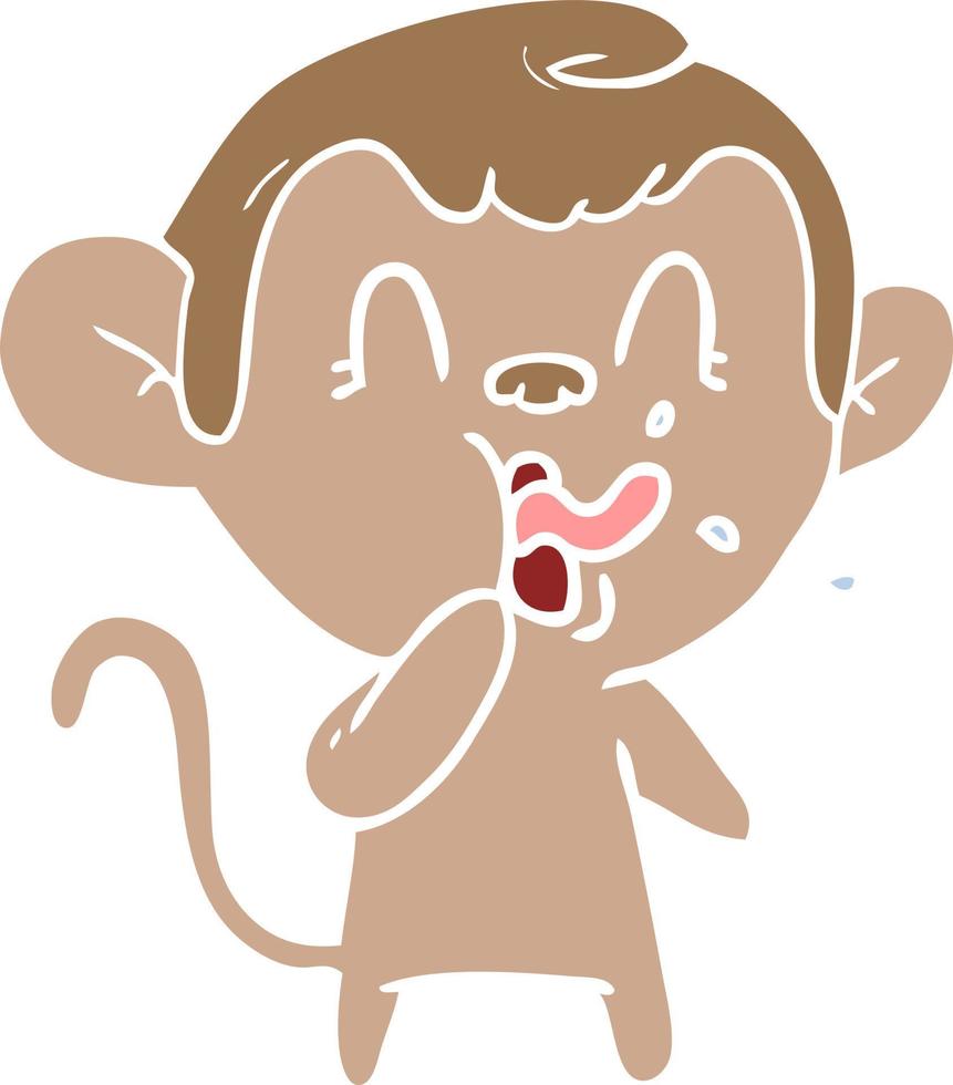 crazy flat color style cartoon monkey vector