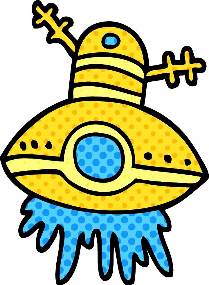 cartoon doodle alien spaceship vector