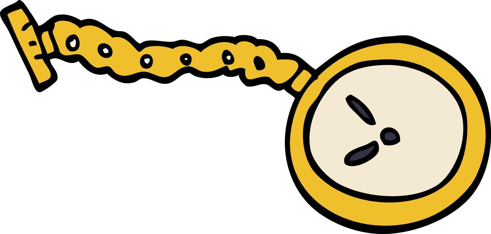 cartoon doodle pocket watch vector