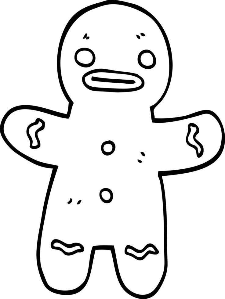 line drawing cartoon gingerbread man vector