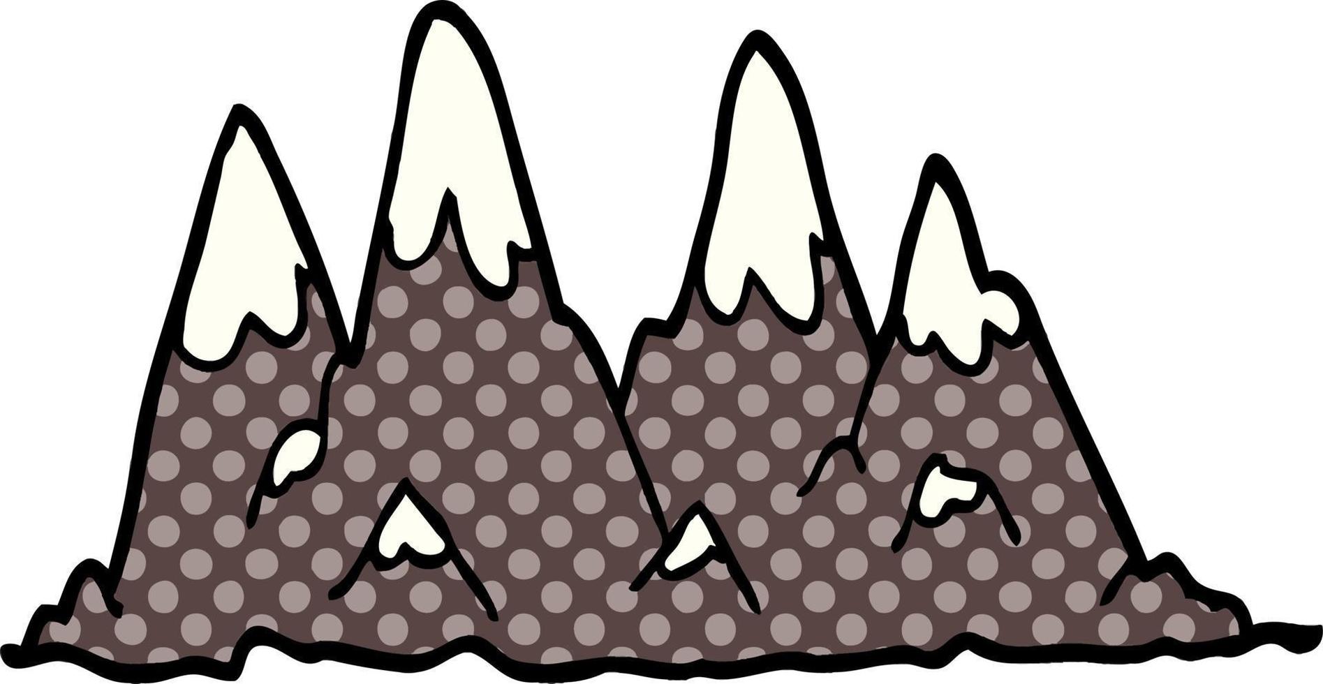 cartoon doodle mountain range vector