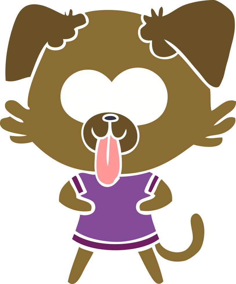 flat color style cartoon dog with tongue sticking out vector