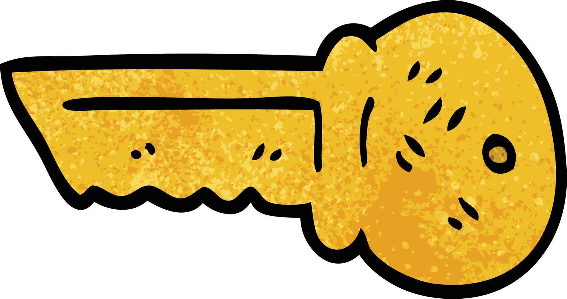 cartoon doodle gold key vector
