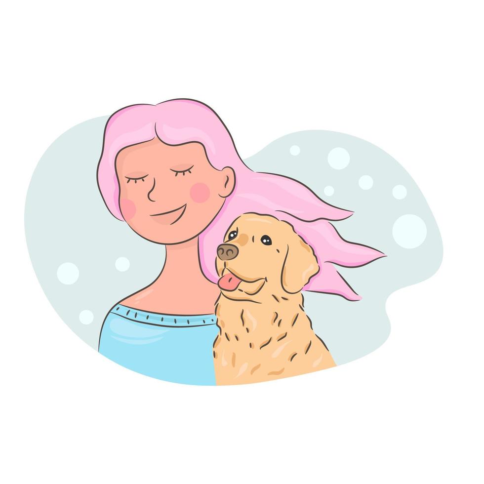 a girl with a dog vector