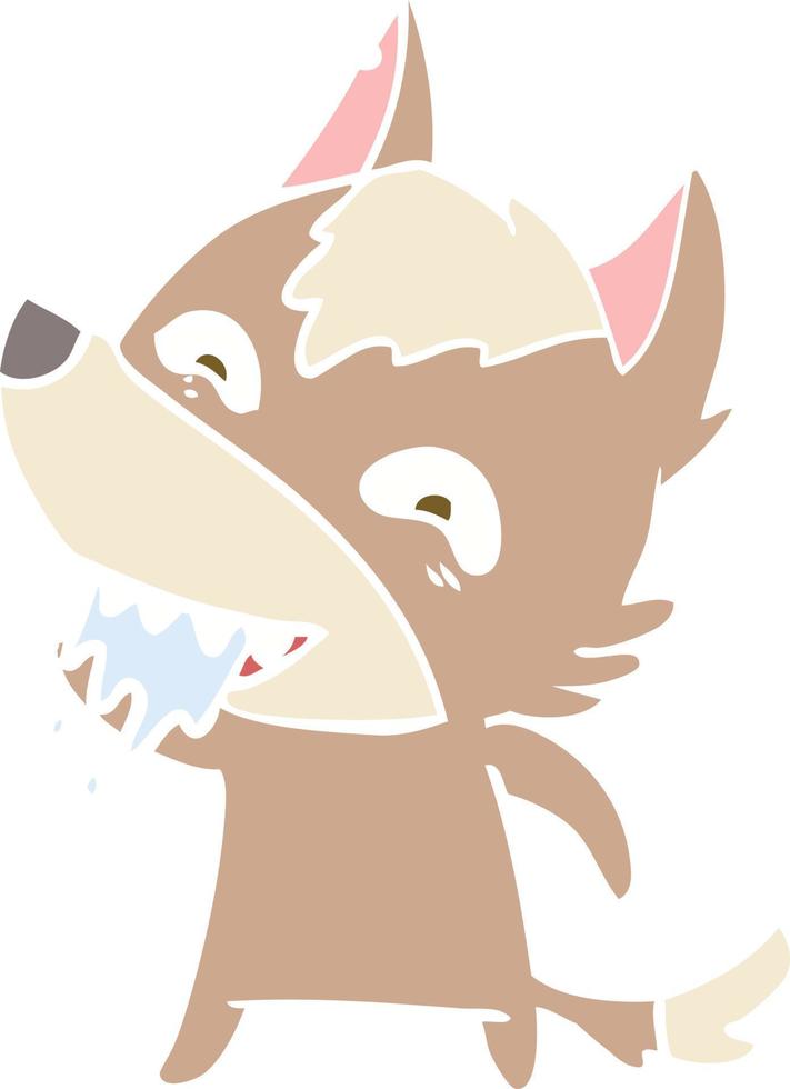 flat color style cartoon hungry wolf vector