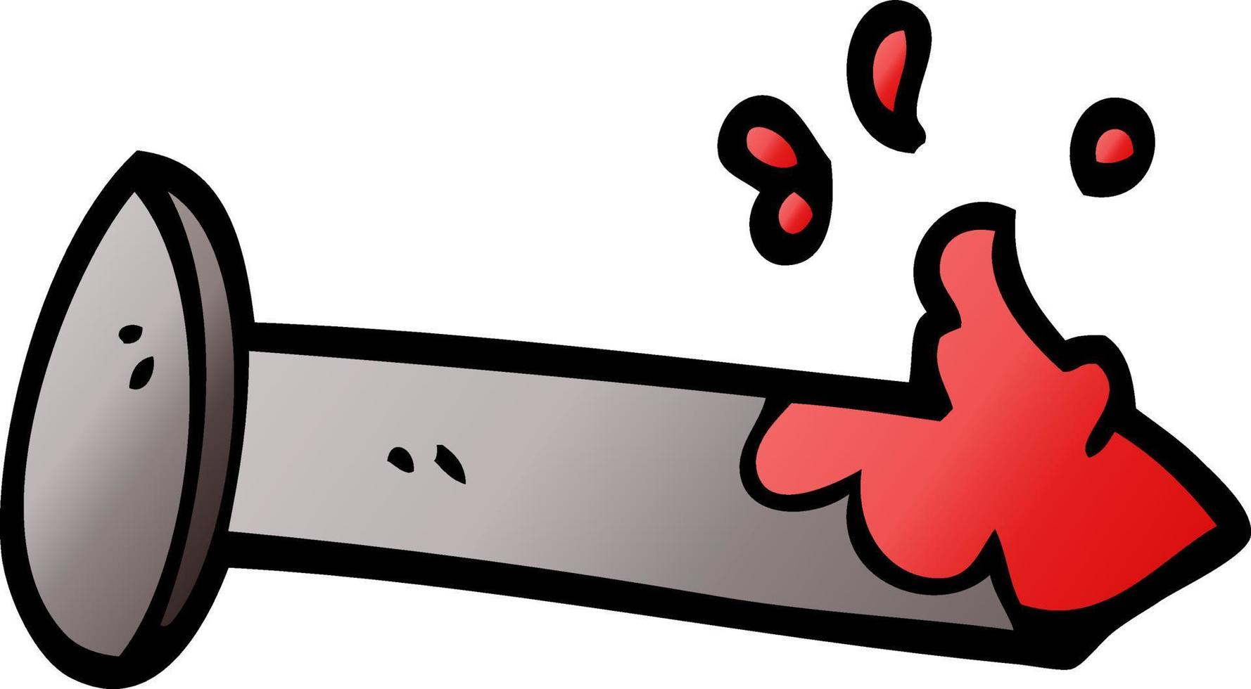 cartoon doodle bloody nail vector