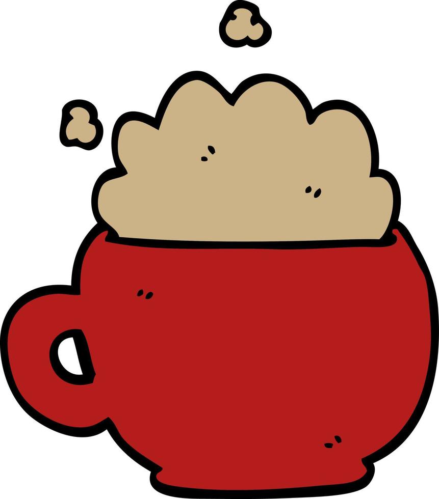 cartoon doodle foaming latte vector