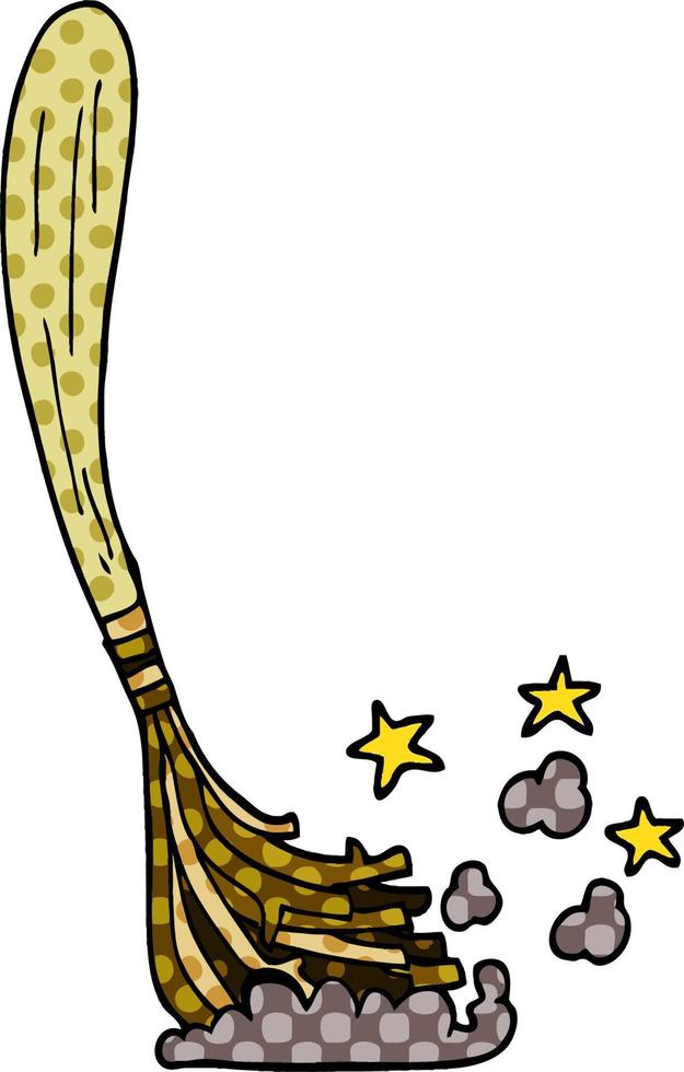 cartoon doodle magic broom sticks vector