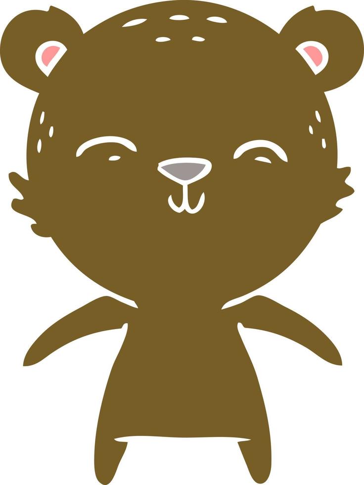 happy flat color style cartoon bear vector