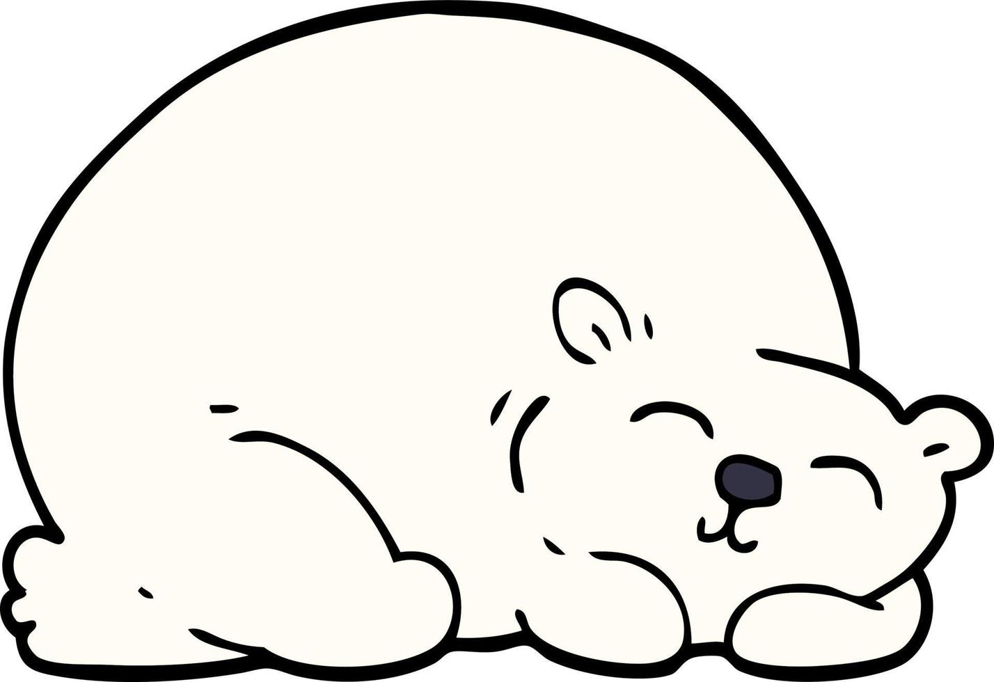 cartoon doodle happy polar bear sleeping vector