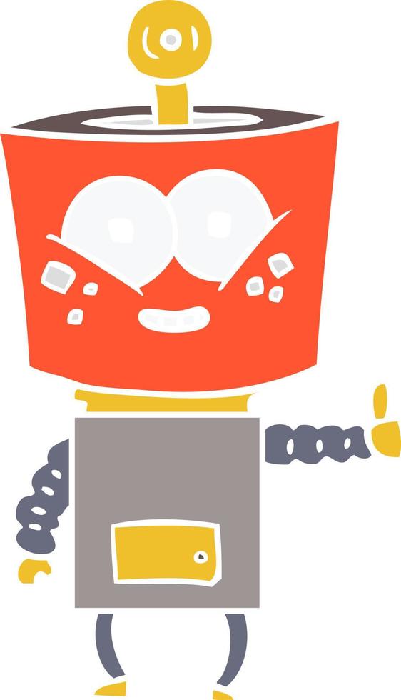 happy flat color style cartoon robot giving thumbs up vector