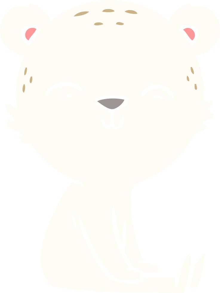 happy flat color style cartoon polar bear sitting vector