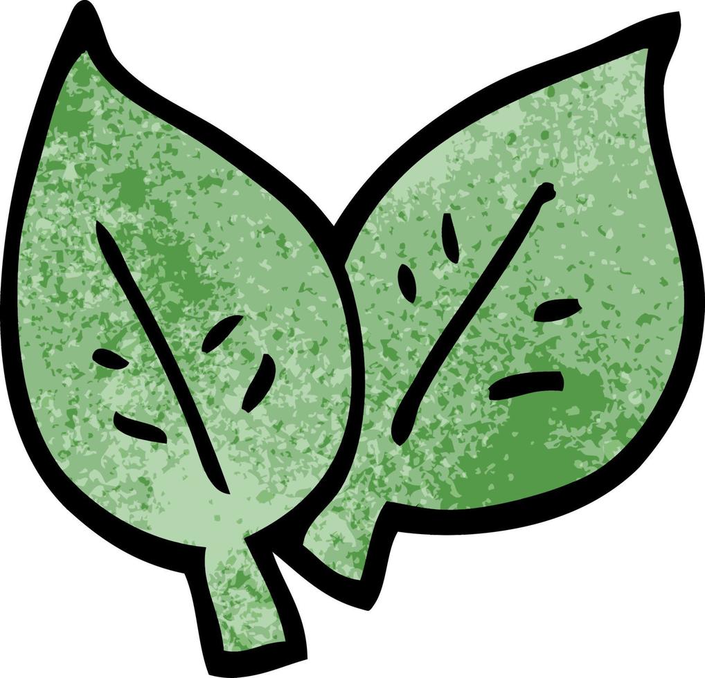 cartoon doodle of green leaves vector
