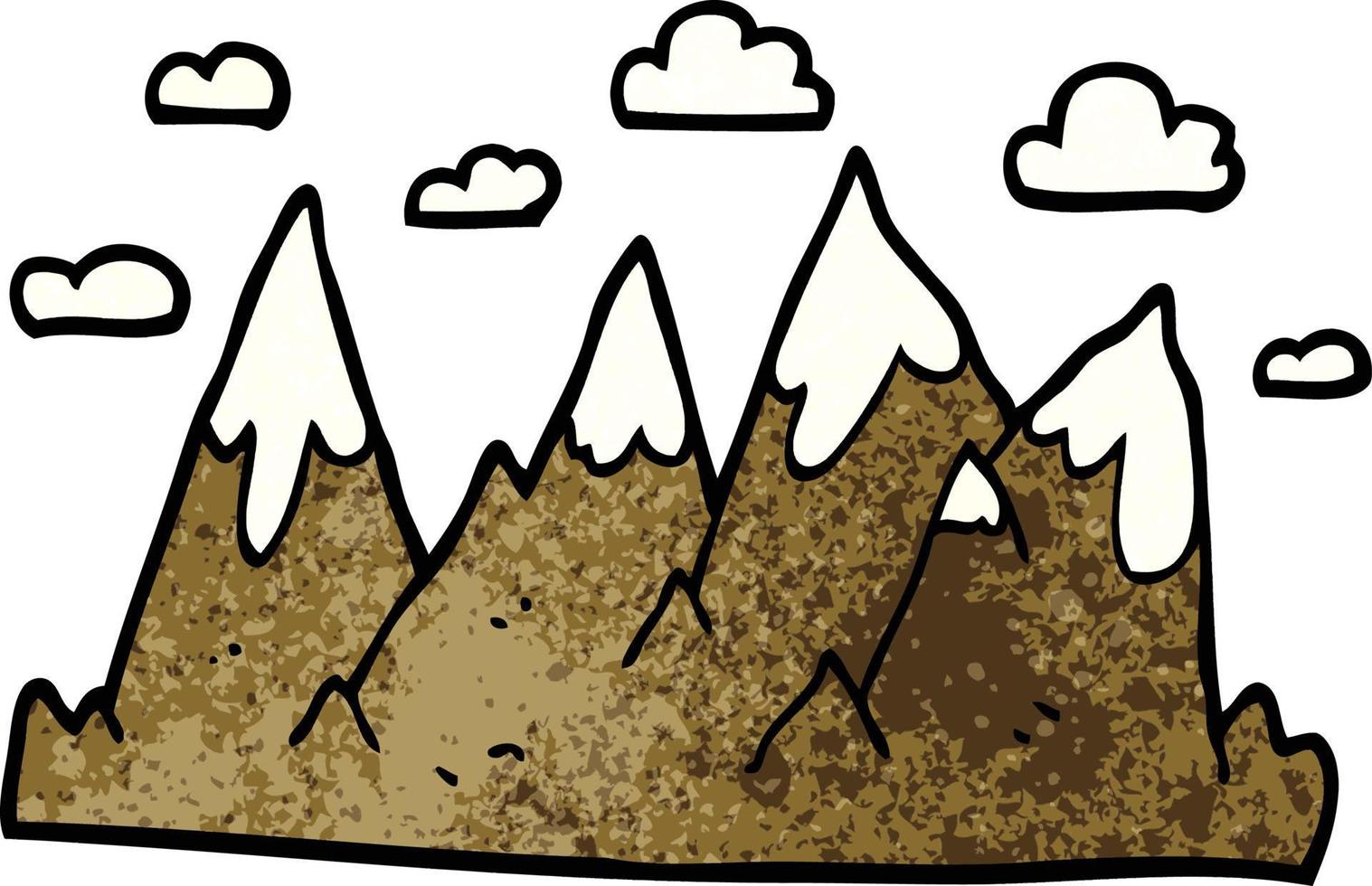 cartoon doodle mountain range vector