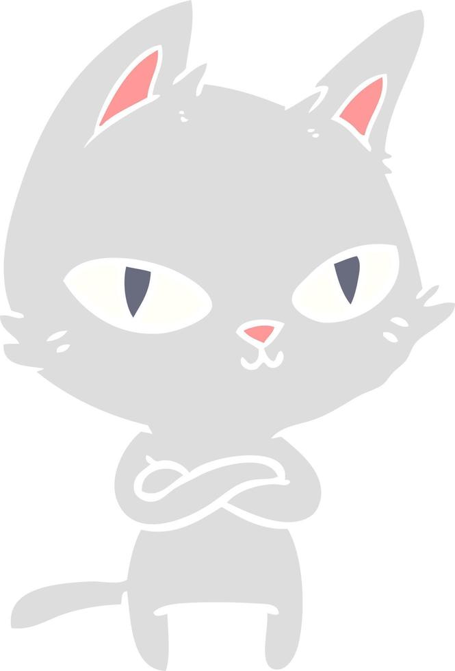 gato de dibujos animados de estilo de color plano mirando vector