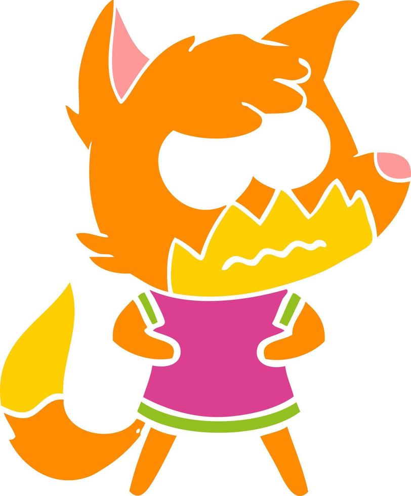 flat color style cartoon annoyed fox vector