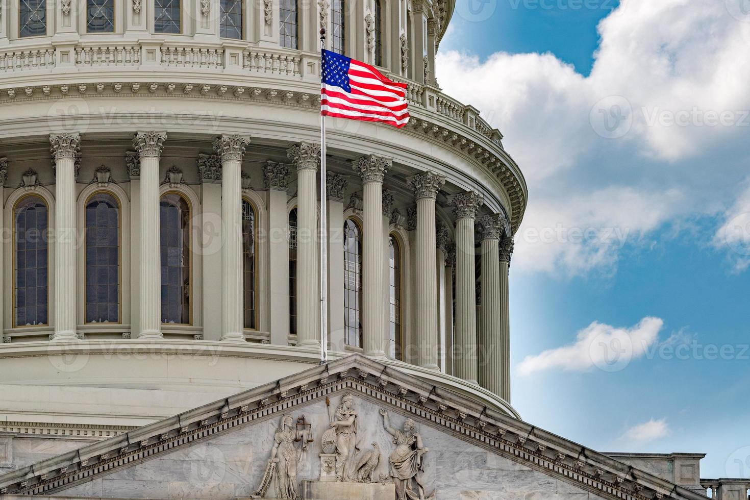 Washington DC Capitol view on cloudy sky photo