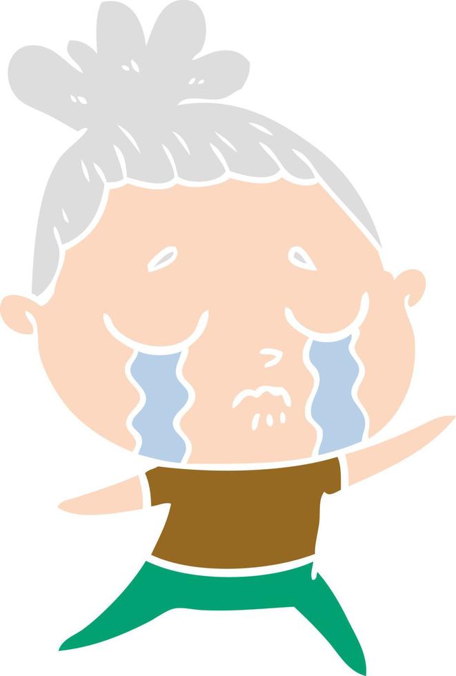 flat color style cartoon crying woman vector