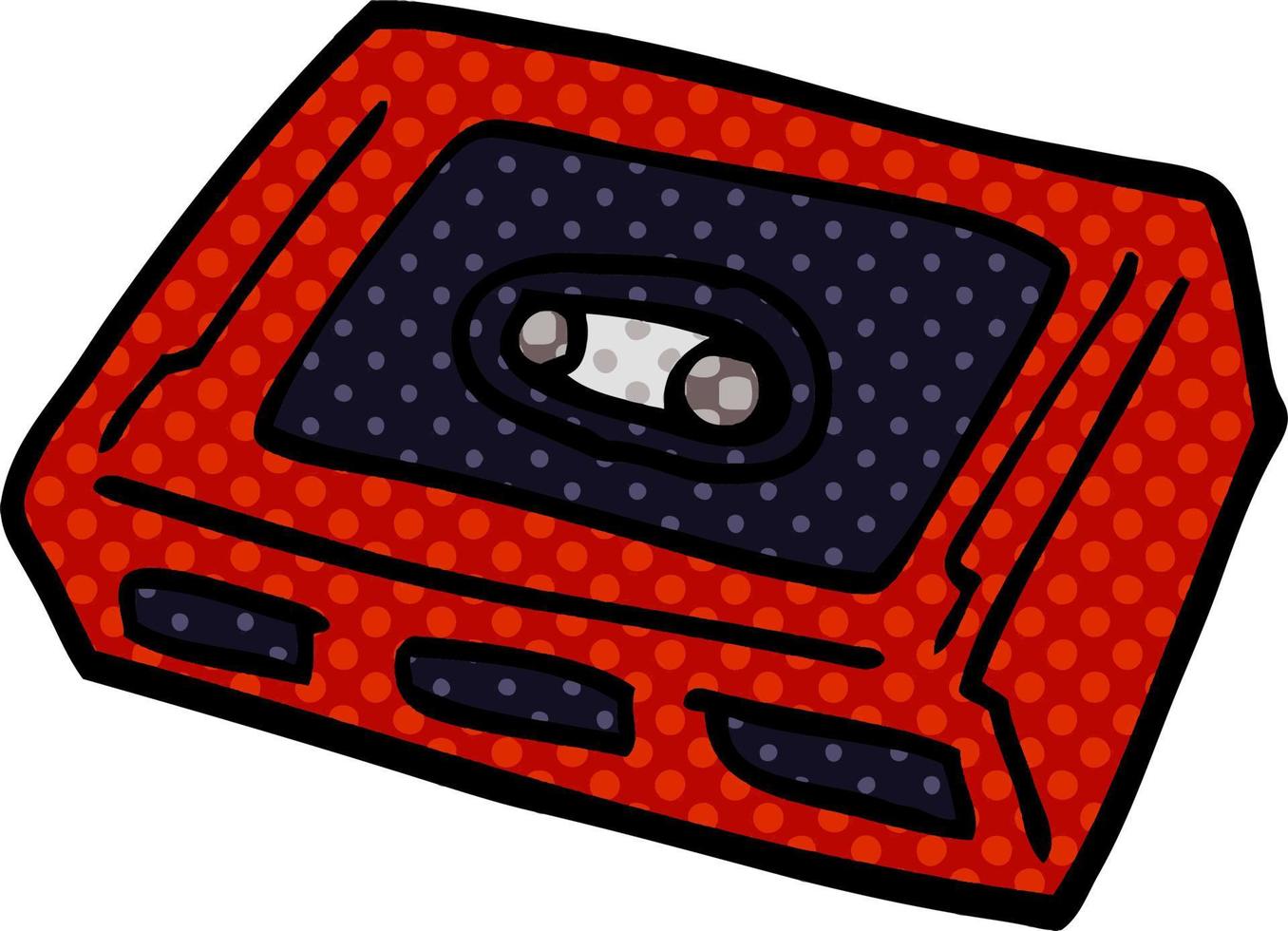 cartoon doodle retro tape cassette vector