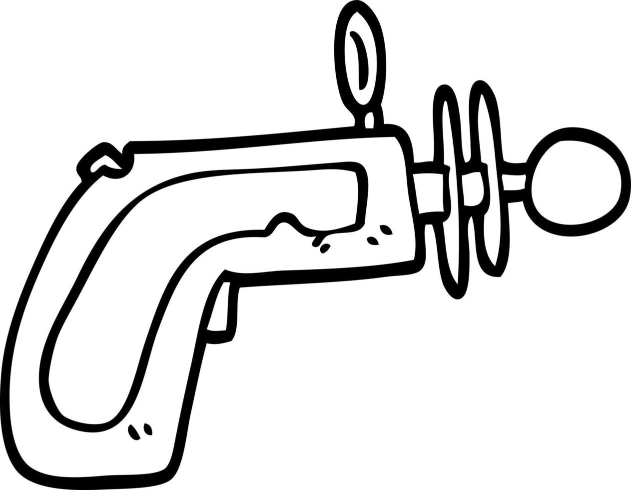 line drawing cartoon ray gun vector
