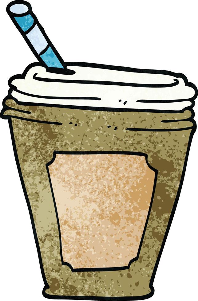 cartoon doodle coffee cup with straw vector