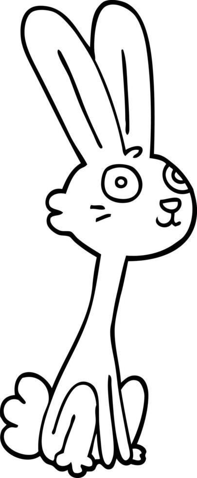 line drawing cartoon rabbit vector