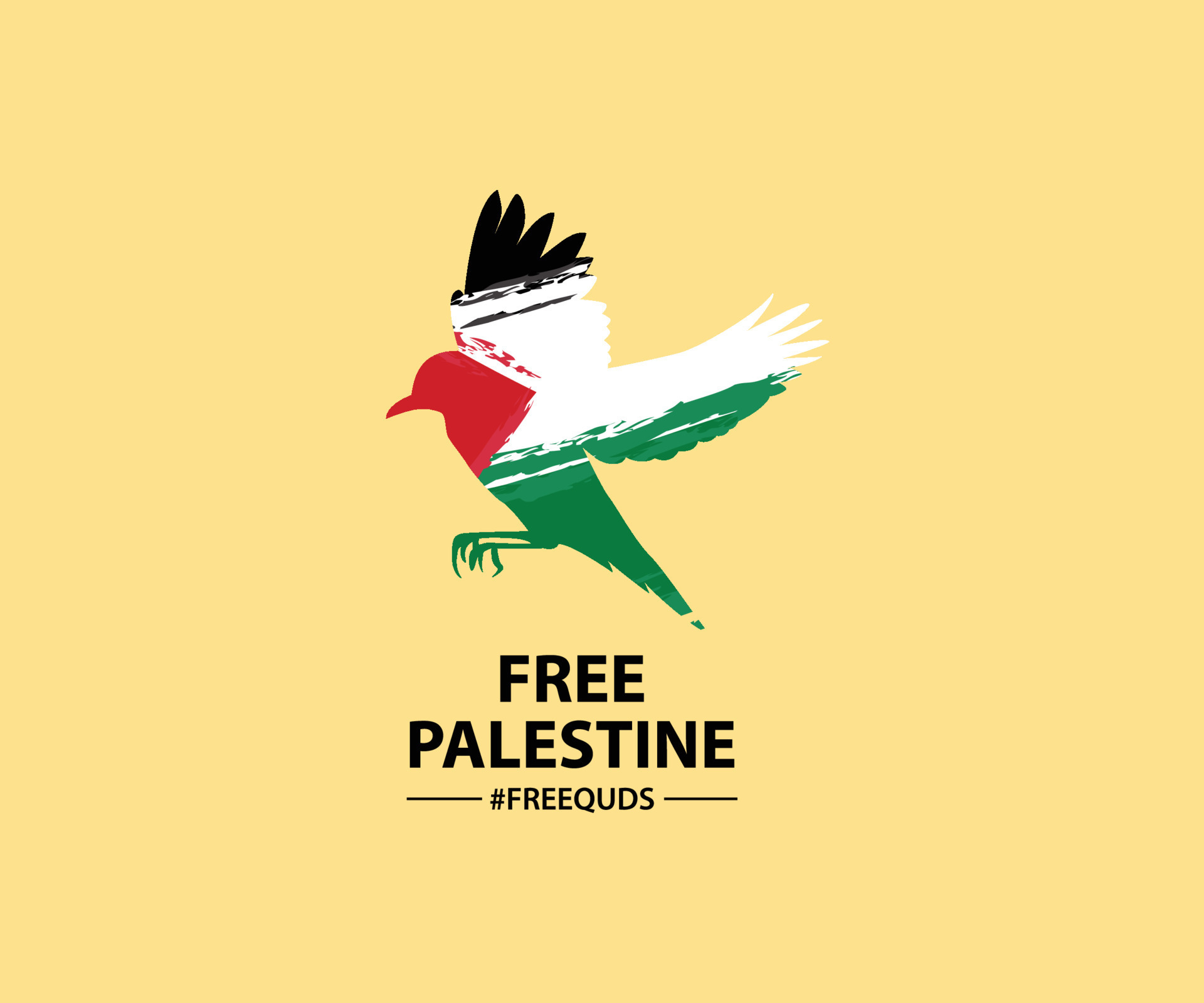 Free Palestine the butterfly flag Vector illustration background. Pray