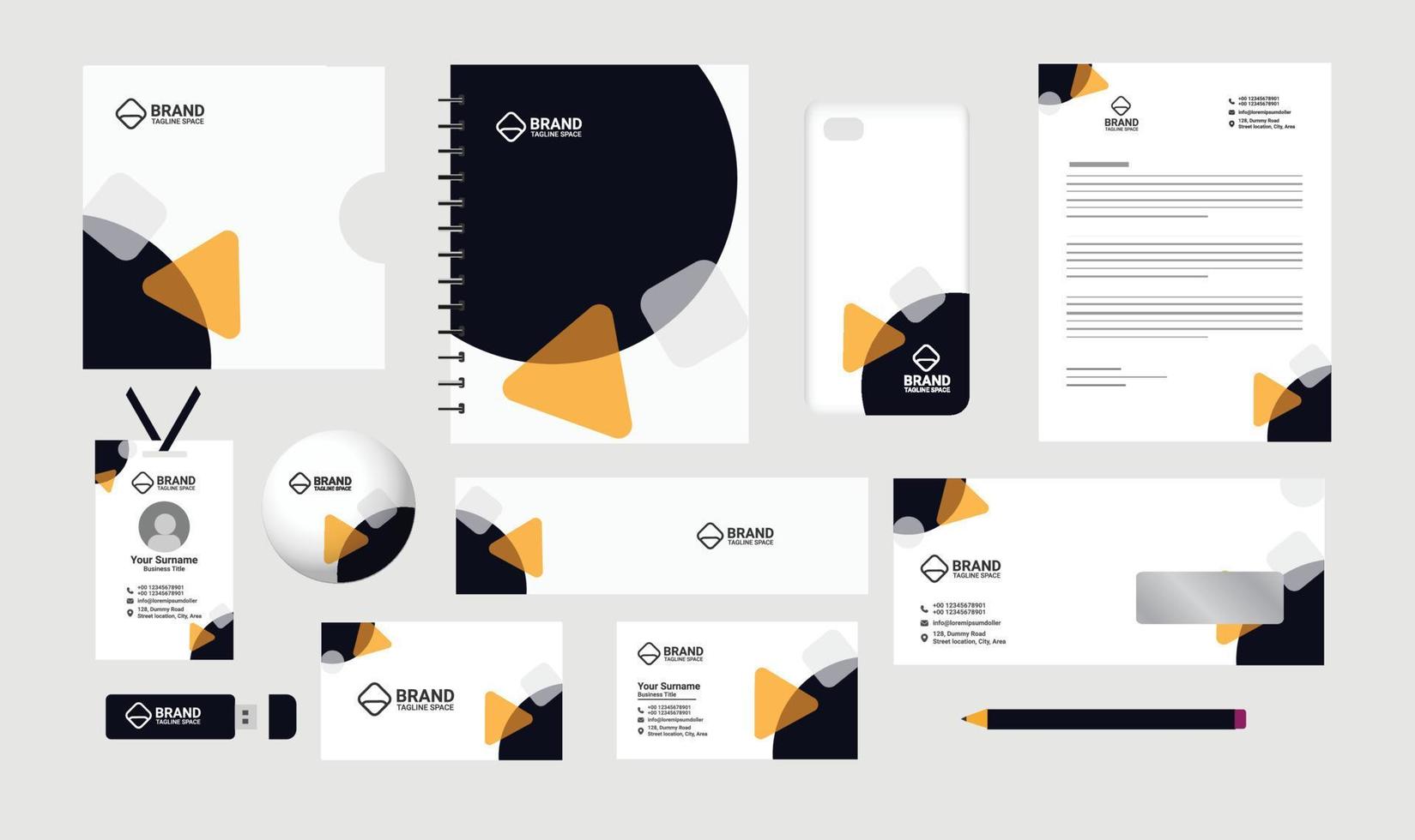 Corporate business stationery items set vector
