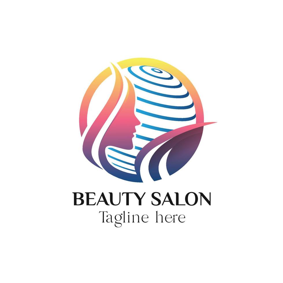 Hair salon logo with globe icon vector