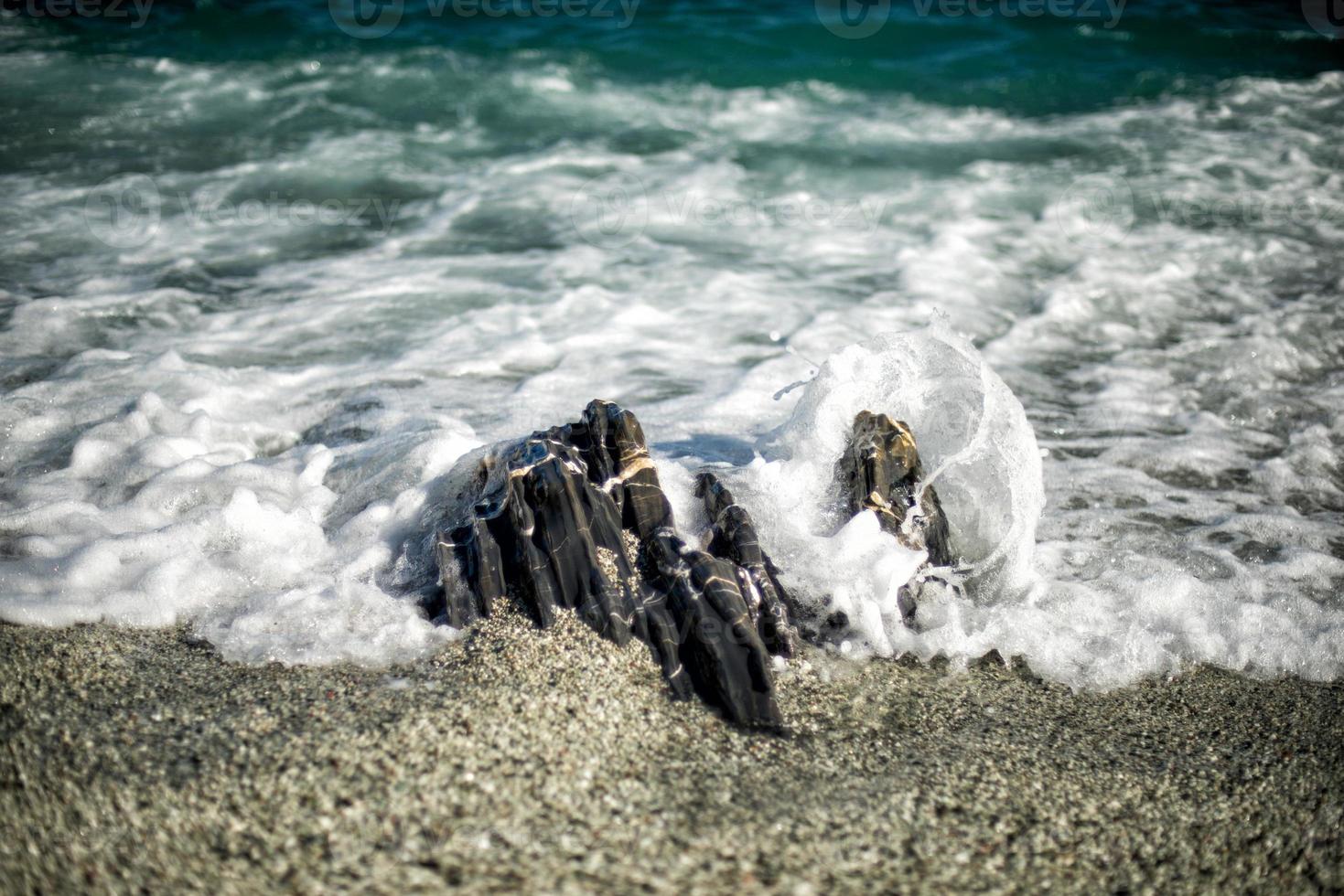 moving effect on sea waves on the shore photo