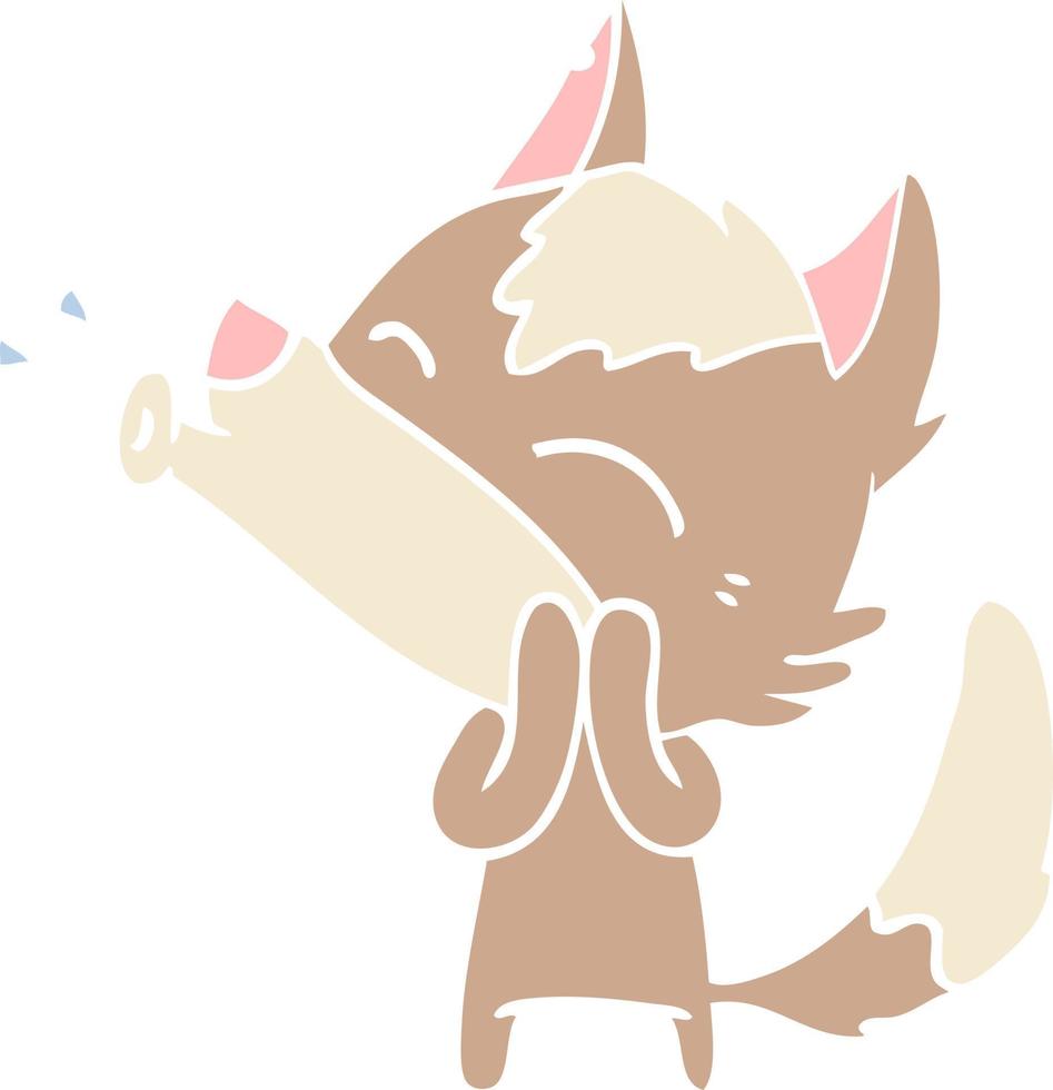 howling wolf flat color style cartoon vector