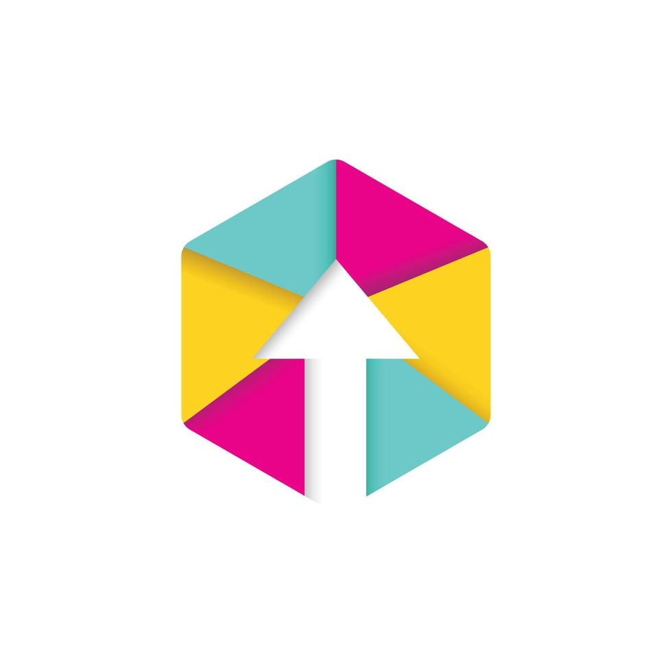 Colorful arrow and hexagon digital logo vector