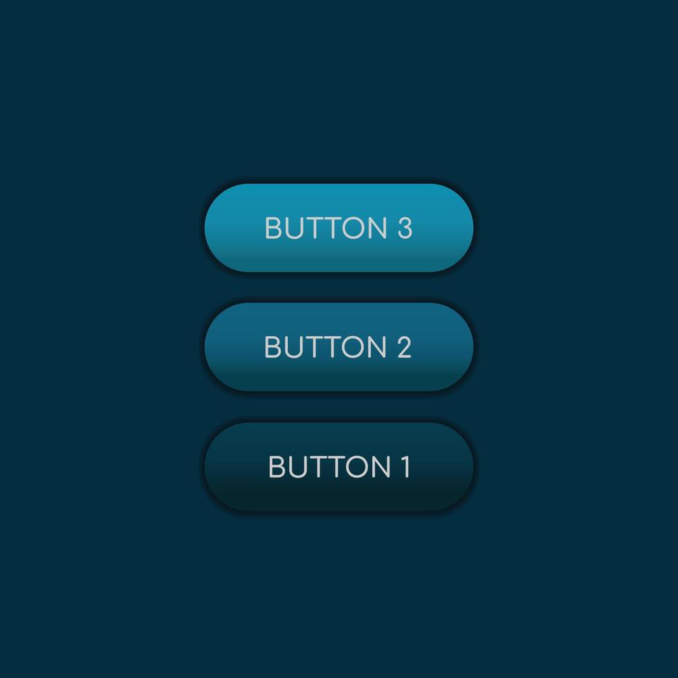 botón de color de la aplicación web y ui sobre fondo oscuro vector
