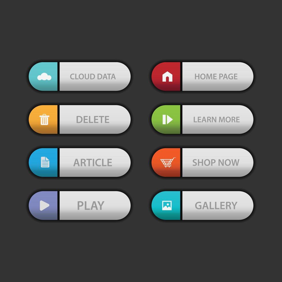 Colorful web button on a dark background vector