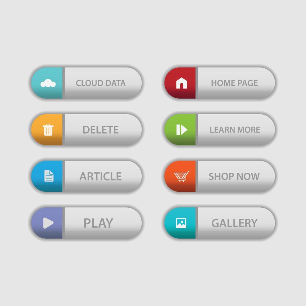 Colorful flat web design button vector