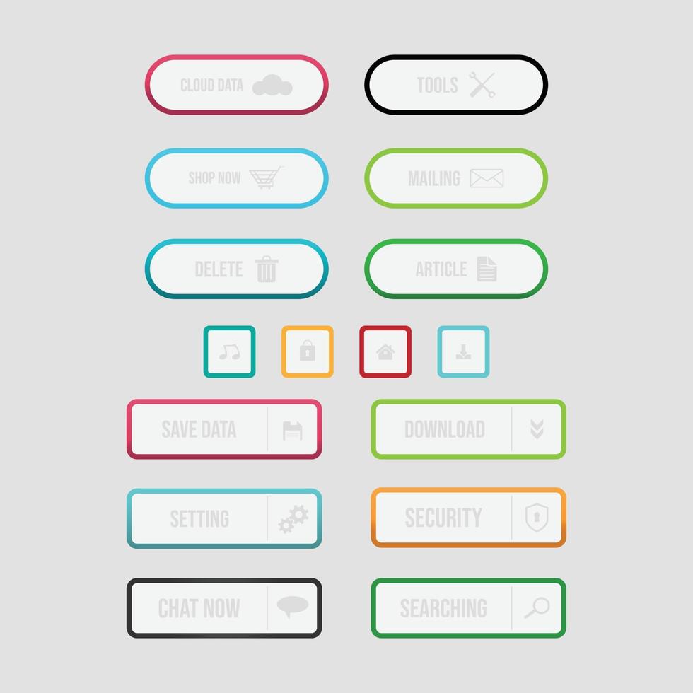 Colorful flat web design button vector