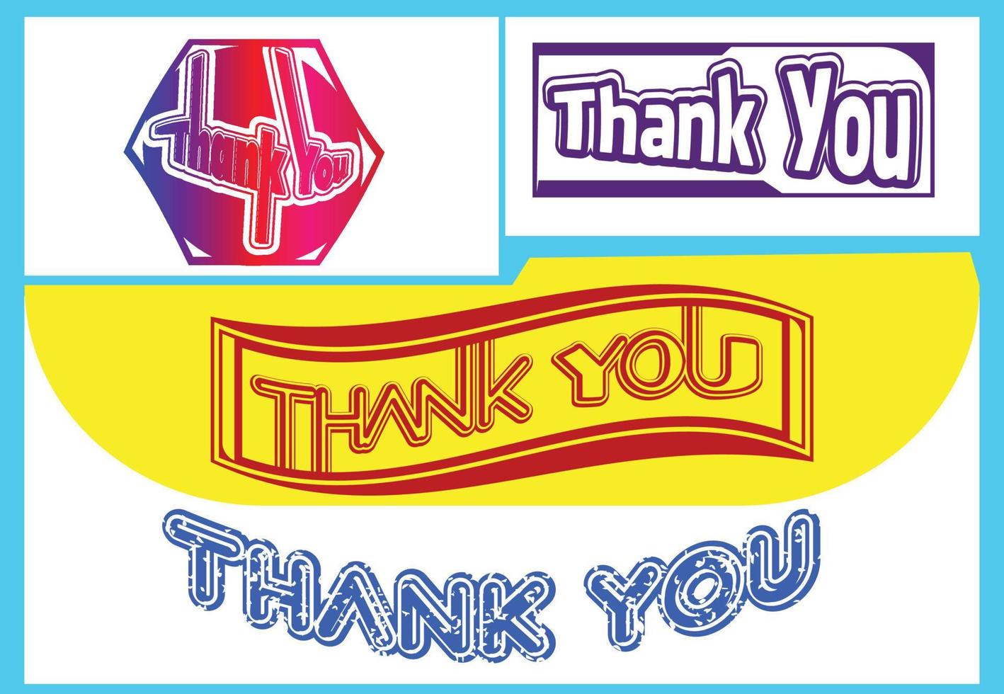 Thank you letter logo and sticker design template vector