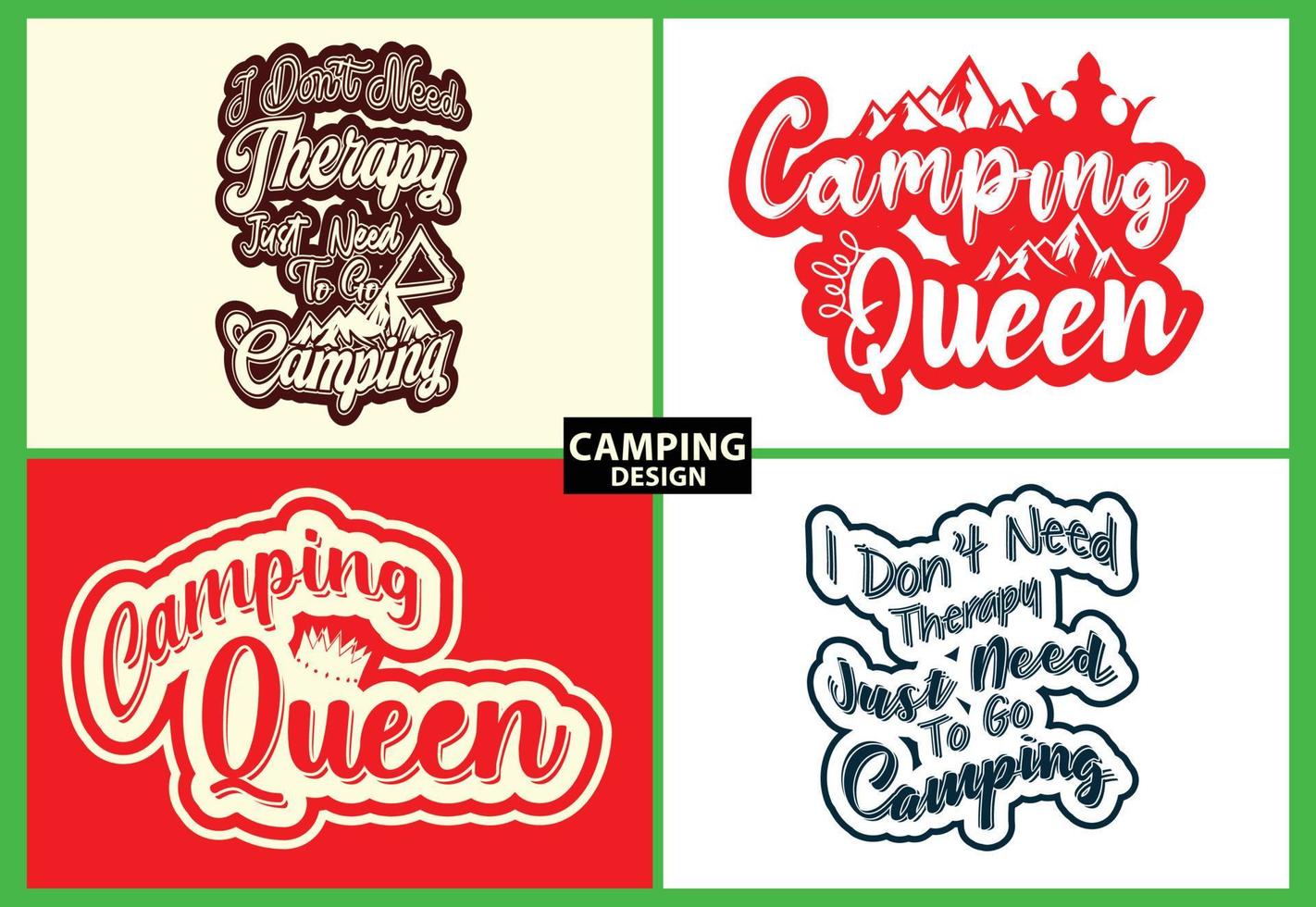 camping nuevos conjuntos de plantillas de diseño de camisetas y pegatinas vector