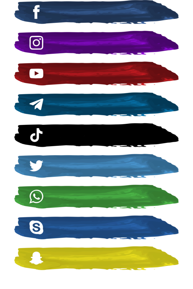 Hand Drawn Social Media Popular Icon Collection. Facebook, Youtube, TikTok, Telegram, WhatsApp, Skyp png