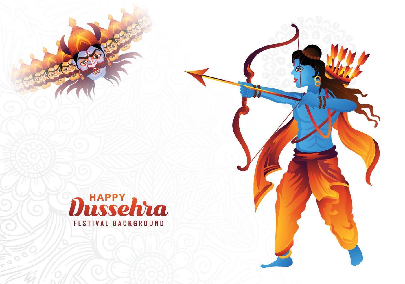 Lord rama with arrow killing ravana in navratri celebration card ...