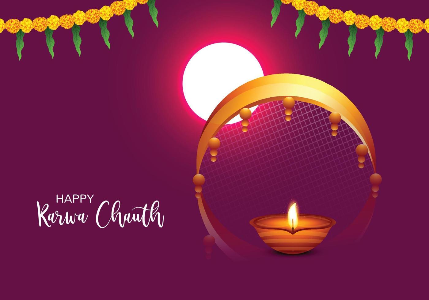 Beautiful indian festival of karwa chauth celebration card background vector